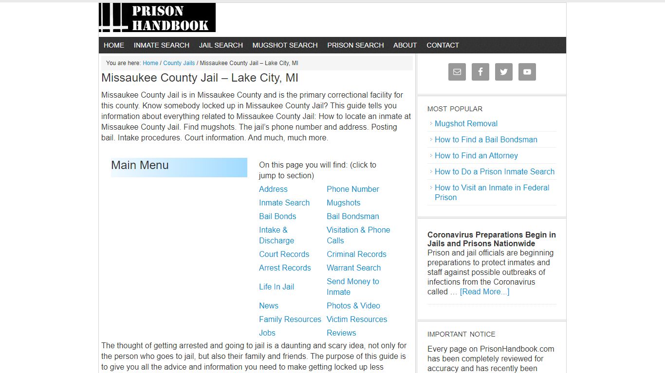 Missaukee County Jail – Lake City, MI - Prison Handbook