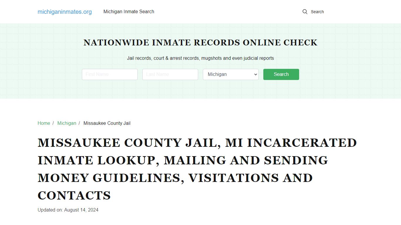 Missaukee County Jail, MI: Offender Locator, Visitation & Contact Info